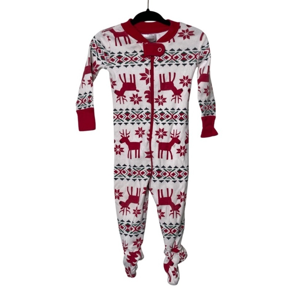 Hanna Andersson Baby Zip footed Sleeper bodysuit Christmas rain deer print 6-12M